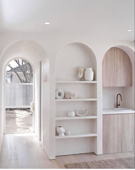 Kitchen Niche, Arched Doorway, Condo Interior, Wall Niche, Modern Houses Interior, Home Design Living Room, New Home Designs, 인테리어 디자인, House Inspo