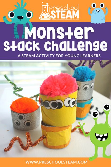 Preschool Steam, Halloween Teaching, Monster Activities, Steam Activity, Toddler Board, Activity For Preschoolers, Stem Elementary, Preschool Stem, Halloween Sensory