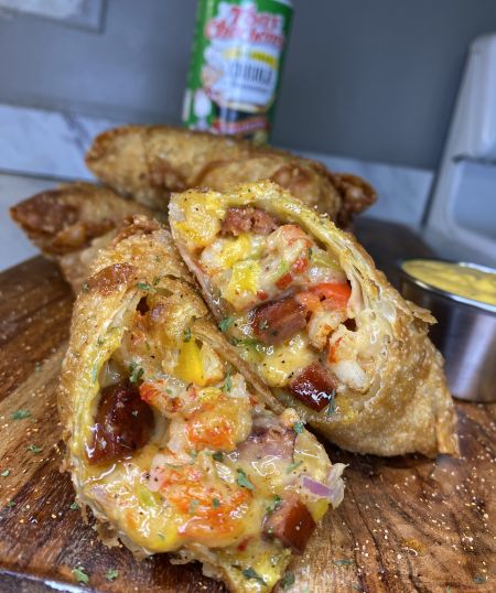 Voodoo Egg Rolls - Tony Chachere's Egg Roll Recipes, Louisiana Recipes, Creole Recipes, Egg Roll, Cajun Recipes, Egg Rolls, Seafood Dishes, Shrimp Recipes, Food App