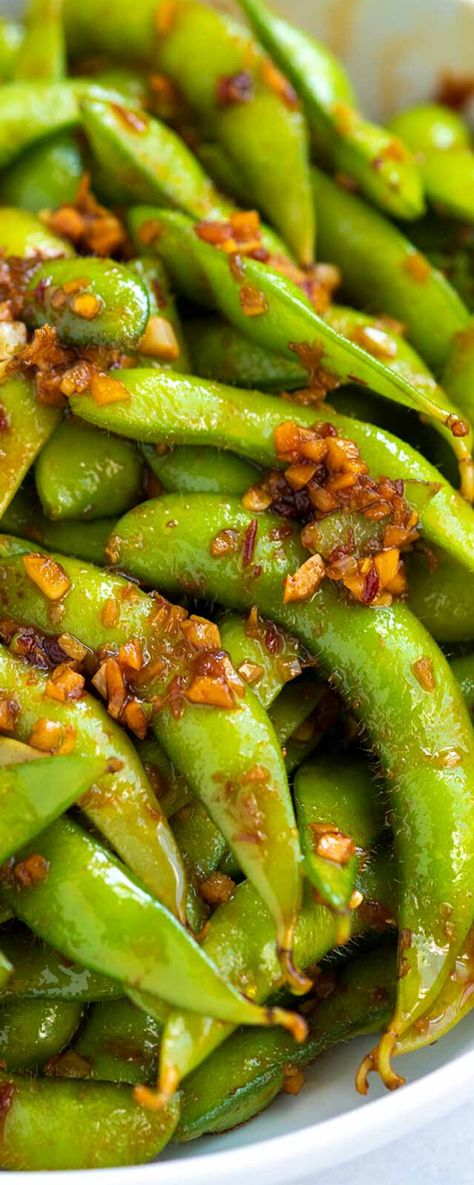 SPICY Garlic Ginger Edamame Edamame Recipes Spicy, Spicy Edamame, Edamame Recipe, Perfect Baked Sweet Potato, Enchilada Sauce Easy, Edamame Recipes, Braised Kale, Homemade Stir Fry, Fingerfood Party