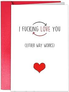 TQDaiker Lovely Valentines Day Card for Husband Boyfriend, Funny Either Way Works Valentines Day Card from Wife Girlfriend, I Love You Card, Rude Anniversary Card for Him Her Lovely Quotes For Girlfriend, Gift Card For Girlfriend, Anniversary Card Ideas For Husband, Diy Birthday Cards For Girlfriend, Valentines Day Gift Ideas For Girlfriend, I Love You Cards For Him, Diy Cards For Girlfriend, Card For Him, Notes For Girlfriend