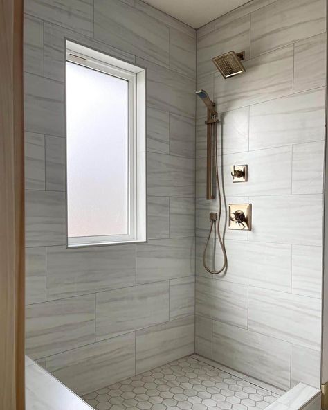 Large Window In Shower Solution, Blinds In Shower Window, Small Shower With Window, Window In Shower Solution, Shower With Window, Fixed Window, Shower Window, Outside View, Vinyl Blinds