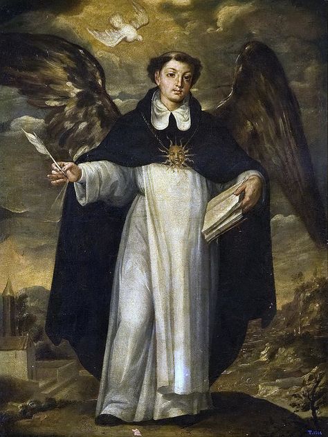 Saint of the Day – 28 January – St Thomas Aquinas O.P. (1225-1274 aged 49 ) Doctor angelicus (Angelic Doctor) and Doctor communis (Common Doctor).   Priest, Religious, Master Theologian… St Thomas Aquinas, Saint Dominic, Catholic Pictures, Thomas Aquinas, Christ The King, Catholic Art, St Thomas, Sacred Art, Catholic Faith