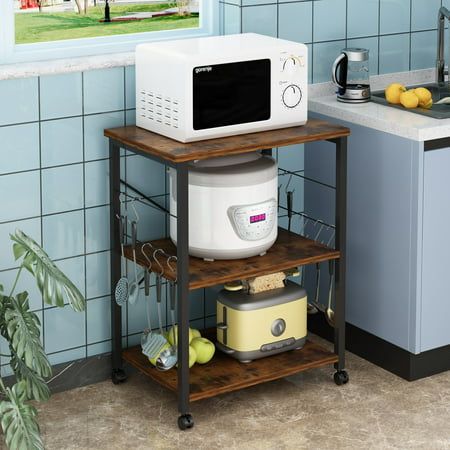 Product Introductions: After a long day of work, the thought of cooking up dinner isn't so appetizing. Lucky for you, this kitchen cart makes it easy to whip up any dish. Featuring an openwork, white-finished base with two tiers of shelving, this cart keeps mixing bowls and kitchen tools at the ready as you prep, while its smooth top is perfect for your microwave or other essentials. Product Features: Portable Kitchen Cart: High quality heavy-duty wheels (two of which are lockable), the kmicrowa Kitchen Shelf Unit, Microwave Table, Small Kitchen Cart, Bakers Rack Kitchen, Kitchen Island With Drawers, Kitchen Utility Cart, Microwave Cart, Rolling Kitchen Cart, Microwave Stand