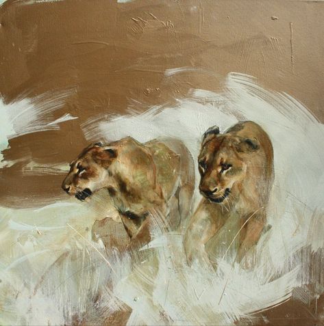 Big Cat Painting, Lioness Painting, Contemporary Wildlife Art, Lions Art, Lamb Art, Metal Art Techniques, Lion Painting, Big Cats Art, Wildlife Paintings