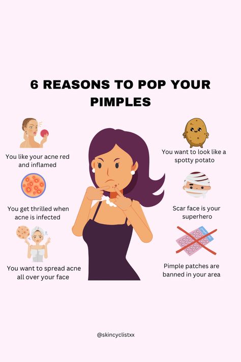 There are no good reasons to pop your pimples. Nothing good comes out of them. Professional extractions are not the same as popping pimples at home.🙄🙄 All you get is more inflammation, infection, spread, dark spots and scarring! #acne #pimples #skincaretips #acnecaretips #acnecommunity #clearskintips #acnetips Popping Pimples, Acne Pimple Patch, Mighty Patch, Prevent Pimples, Beauty House, Esthetician Marketing, Pimple Patch, Urban Retreat, Glowing Radiant Skin