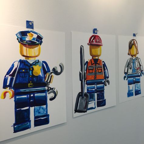 Lego Art Painting, Lego Art Drawing, Community Painting, Lego Drawing, Lego Painting, Toy Painting, Lego Poster, Painting Series, Lego Characters