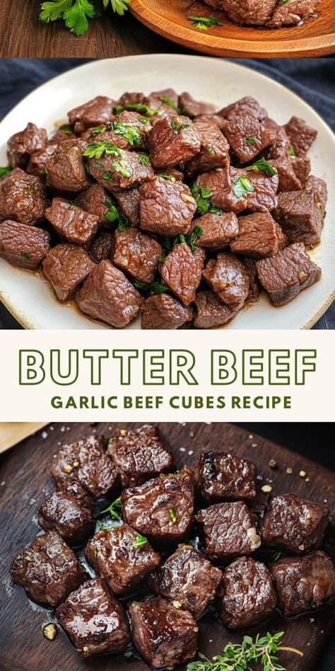 Butter Garlic Beef Cubes Recipe Ingredients: 1 kg (2.2 lb) sirloin steak (cut into 1 to 1.5 cm cubes) 3 tbsp Worcestershire sauce 2 tbsp soy sauce 2 tsp onion powder 2 tsp garlic powder #Beef #ButterGarlic Sirloin Beef Cubes Recipes, Cube Steak Mongolian Beef, Seven Steak Recipes, Cubes Beef Recipes, Easy Beef Cubes Recipe, Beef Cubed Steak Recipes Crockpot, Cube Meat Recipes, Recipe For Beef Cubes, Shaved Sirloin Steak Recipes