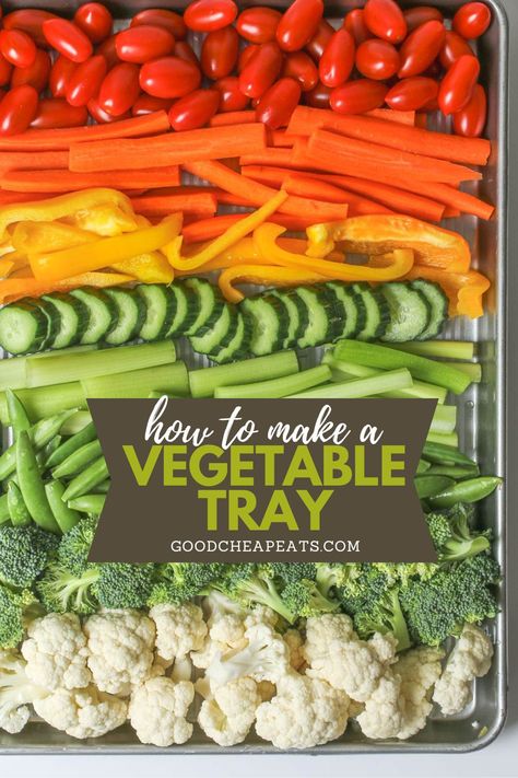 Purchased vegetable trays are convenient, but they can be costly. Why not make your own veggie tray and save money? With a homemade veggie platter, you can eat well and stretch your grocery dollar! Large Veggie Tray Ideas, How To Make A Veggie Tray, Easy Crudite Platter Ideas, Vegetable Platters Display Presentation, Vegetable Trays Ideas Parties, Veggie Tray For Party, Veggie Trays Ideas Vegetable Platters, Veggie Platter Ideas Trays Presentation, Vegetable Tray Display