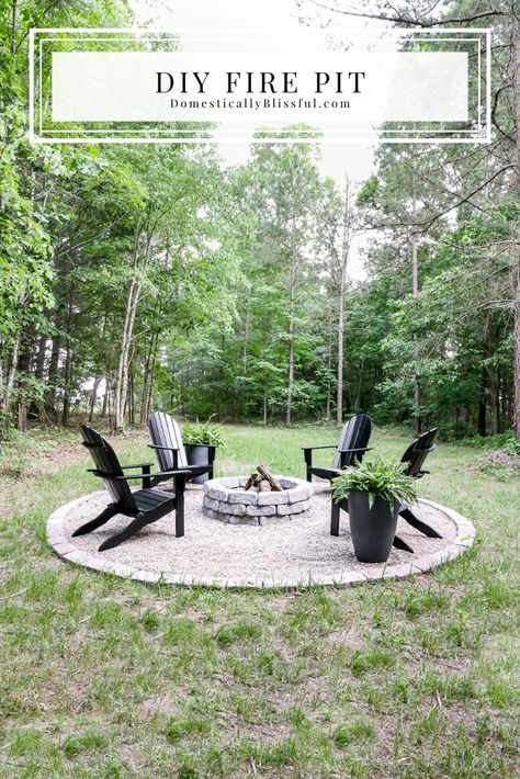 DIY Fire Pit - Domestically Blissful | Outdoor Decor. | Home Inspiration. | Fire Pit. | DIY in Less than a Day. | One Day DIY. | Outdoor Inspiration. | Outdoor Wooden Chairs. | Perfect Seasonal Outdoor Frie Pit. | Summer Outdoor Space. | Fall Outdoor Space. | Concreate Planters. | Perfect Outdoor Space. DIY Outdoor Space. | Seasonal Outdoor Space. | DIY Fire Pit. | Simple Outdoor Entertaining Space. | Outdoor Entertaining Space. | Beautiful DIY Outdoor Entertaining Space. | Summer Fire Pit. | Diy Patio Garden, Backyard Firepit Area, Cheap Fire Pit, Outdoor Fire Pit Area, Bonfire Pits, Outside Fire Pits, Easy Fire Pit, Diy Outdoor Fireplace, Small Fire Pit