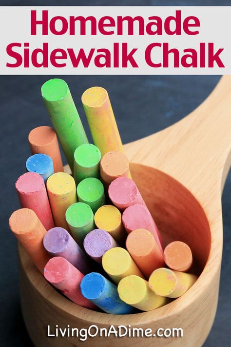 Sidewalk Chalk Recipe, Diy Sidewalk Chalk, Homemade Sidewalk Chalk, Diy Sidewalk, Living On A Dime, Sidewalk Chalk, Childrens Crafts, Fun Crafts For Kids, Craft Activities For Kids