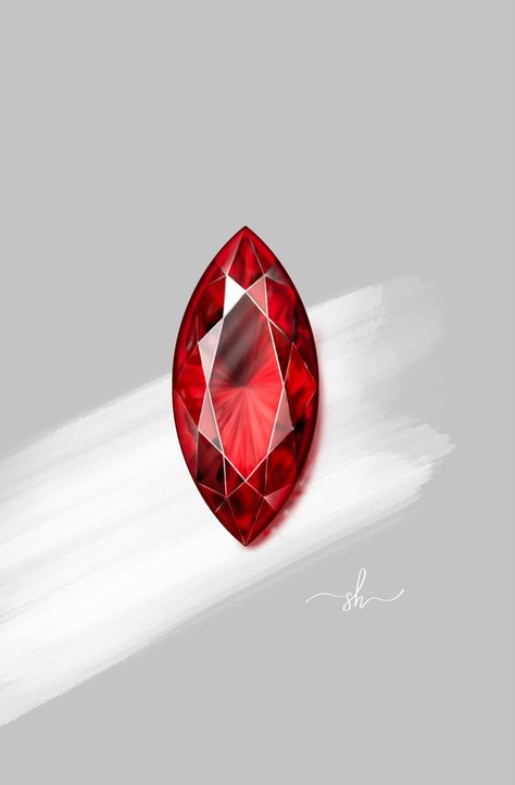 Marquise shape, red ruby stone design with #procreate #ruby #jewelrydesigner #red Ruby Drawing Gem, Ruby Tattoo Gem, Ruby Tattoo Ideas, Ruby Painting, Gemstone Rendering, Ruby Drawing, Stone Rendering, Ruby Logo, Ruby Tattoo