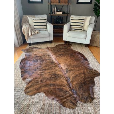 This is an exquisite Medium Brindle Cowhide Rug | Gray 66 x 84 x 0.75 in Area Rug - Foundry Select Novelty Brayen Animal Print Handmade Cowhide Cowhide Area Rug in Brindle Cowhide | 66 H x 84 W x 0.75 D in | Wayfair Brindle Cowhide, Area Rug Brown, Rug Brown, Cowhide Rug, Floral Area Rugs, Shag Area Rug, Cow Hide Rug, Geometric Area Rug, Outdoor Area Rugs