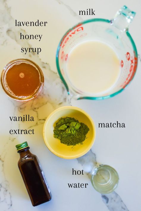 Honey Lavender Matcha Latte (Hot or Iced) - Dash of Jazz Lavender Matcha Latte, Lavender Matcha, Matcha Iced Tea, Lavender Syrup, Green Tea Latte, Matcha Drink, Lavender Honey, Organic Matcha, Matcha Recipe