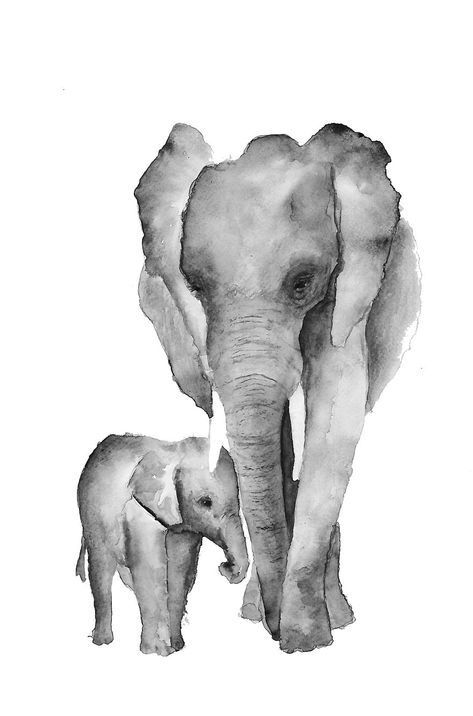 The One Grey One Watercolor Elephant, Elephant Painting, Elephant Art, Watercolor Art Lessons, Watercolor Inspiration, Watercolor Drawing, Water Painting, Watercolor Animals, Animal Paintings