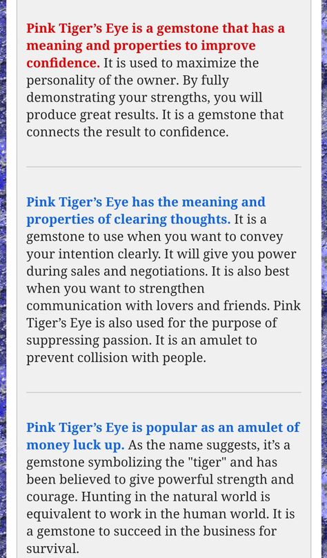 Pink tigers eye Pink Tiger Eye Meaning, Pink Tigers Eye Meaning, Tigers Eye Meaning, Tiger Eye Benefits, Eye Meaning, Improve Confidence, Pink Tiger, Black Tiger, Tiger Eye Crystal