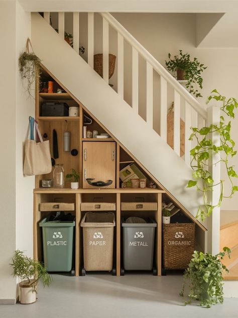 23 Under Stairs Storage Ideas – The DIY Desire Under Stair Cleaning Closet, Under Stairs Storage Garage, Shallow Wall Storage, Diy Understairs Storage Ideas, Under Stairs Kitchen Storage, Under Staircase Ideas Modern, Under Stairs Toy Storage, Under The Stairs Closet Organization, Under Basement Stairs Storage