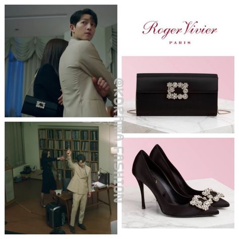 Jeon Yeo-Bin wore ROGER VIVIER Flower Strass Buckle Clutch in Satin $1,675 & Flower Strass Buckle Pumps in Satin $1,995 in Vincenzo Episode 14 Teaser Galaxy Stuff, Casual Oufits, Vincenzo Cassano, Drama Fashion, Film Fashion, Dress Book, Korean Casual Outfits, Korean Casual, Fairytale Dress