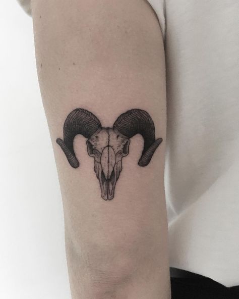 Skull Tattoo Arm, Goat Skull Tattoo, Tattoo Goat, Unique Forearm Tattoos, Sheep Tattoo, Cactus Tattoo, Goat Skull, Tattoo Magazine, Men Tattoo