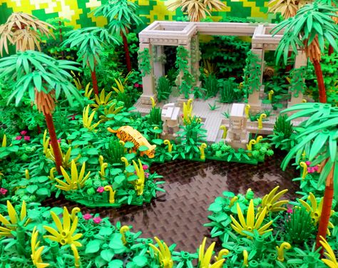 casc_b_01 | Temple of the Feline Gods, Myzectlan, Cascadia | Stefan G | Flickr Lego Jungle, Lego Zoo, Lego Tree, Big Lego, Lego Videos, Lego Sculptures, Lego Inspiration, Lego Diy, Lego Animals