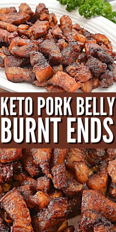 Keto Pork Belly, Pork Belly Oven, Pork Belly Recipes Crispy, Pork Belly Burnt Ends, Keto Pork, Low Carb Pork, Pork Belly Recipes, Burnt Ends, Crispy Pork Belly