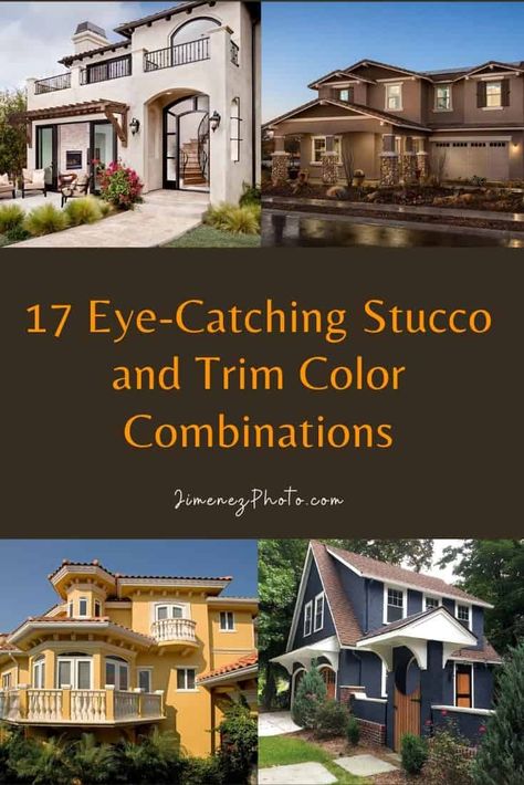 17 Eye-Catching Stucco and Trim Color Combinations for Your Next Project – JimenezPhoto Beautiful Stucco Homes Exterior, Stucco Commercial Buildings, Multi Colored Houses Exterior, Popular Stucco Exterior Colors, La Habra Stucco Exterior Colors, Exterior House Colors Stucco California, Stucco Exterior Colors Spanish Style, Stucco Exterior Colors Farmhouse, Stucco And Stone House