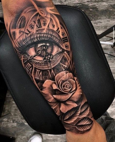 Clock And Rose Tattoo, Men Tattoo Ideas, Men Tattoo, Rose Tattoo, Tattoo Ideas, Clock, Tattoos, Instagram