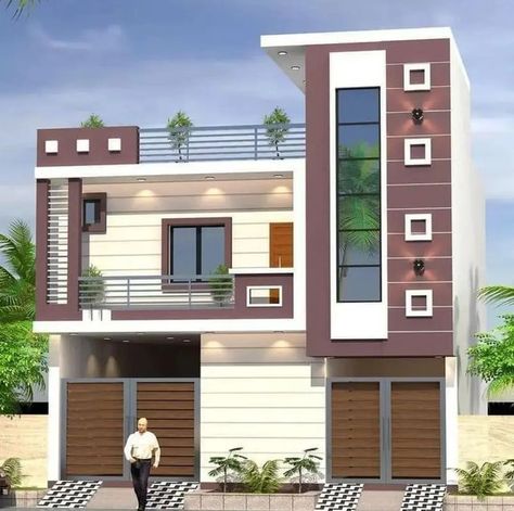 House Outside Colour Combination, House Front Wall Design, Building Front Designs, Single Floor House Design, Front Wall Design, 2 Storey House Design, House Outer Design, Small House Elevation, Small House Front Design