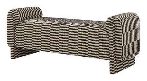 Add a little extra seating to any room of the house with our Winnipeg Bench. This piece pairs a clean-lined silhouetted with chic curvy edges, a soft, supportive seat cushion and unique rounded armrests. All of this is fully covered in textural black-and-cream upholstery for a goes-with-everything feel. Right at home in any modern home, Winnipeg would be perfect nestled at the foot of the bed or as a spot to slip on shoes in a welcoming entryway. •upholstered in domino woven•fabric content: 100% Vintage Pieces In Modern Home, Cushion Bench Seat, Footbed Bench, Bench In Front Of Window, King Bed Bench, Mcm Bench, Art Deco Bench, Entryway Seating, Shoe Bench Entryway