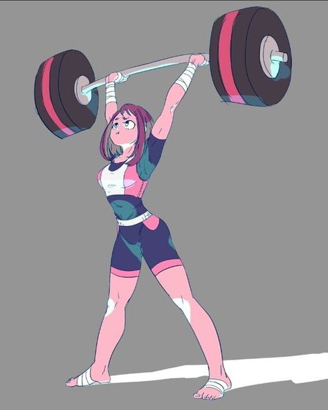 It's not cheating unless you're caught. XD  But no, My Hero Academia's Uravity can pretty much lift everything thanks to her Zero Gravity Quirk.  Talk about a knockout with this heroine from Funimation's signature series. #animeart #myheroacademia #weights My Hero, Hero Academia, My Hero Academia, Anime