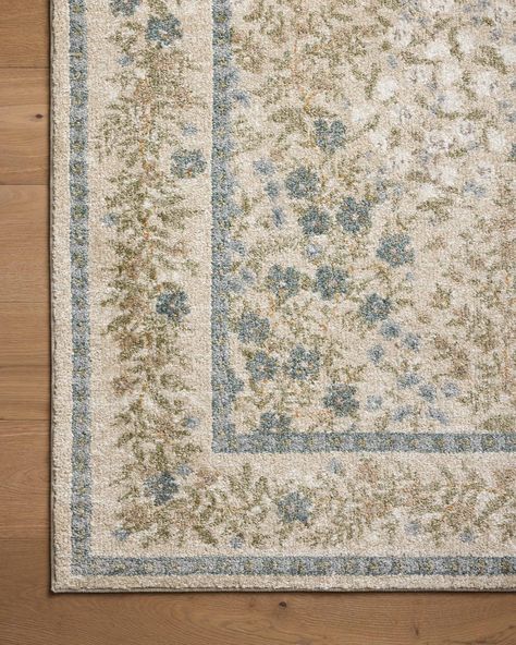 Rifle Paper Co. x Loloi Laurel LAU-03 Floral / Botanical Area Rugs | Rugs Direct Awsthetic Rug, Living Toom Rug, Cozy Living Room Rug Ideas, Cottage Rugs Living Room, Bedroom Rugs Aesthetic, Rug Ideas For Bedrooms, Traditional Rugs In Living Room, Aesthetic Rugs Bedroom, Bedroom Area Rug Ideas