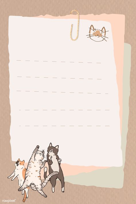 Cat lover pattern lined note paper template vector | premium image by rawpixel.com / Adj Note Paper Template, Memo Template, Cat Template, Notepaper, Note Writing Paper, Cat Frame, Writing Paper Printable, Cat Background, Cat Doodle