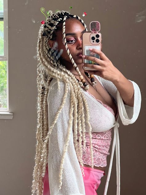 Pink And Blonde Twists, Blond Passion Twists, Pink Passion Twist, Blonde Passion Twist, Layered Braids, Pink Maxi Skirt, Passion Twists, Fairy Hair, Roses Flower