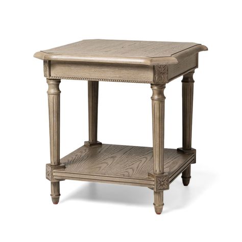 Our Pullman Traditional Square Wooden Side Table certainly sets the bar high. Truly a sight to see, our end tables for living rooms feature so many superior hand-crafted niceties from the classic clipped corners with rounded edges to the handsomely reeded legs, and who could forget the charmingly carved rope detailing that’s to die for? Not to mention, there’s ample storage available on the lower shelf of this wooden table, with space for woven bins or lidded boxes. With a gorgeous wood finish, Rounded Table, Wooden Accent Table, Wooden Side Tables, Furniture Finish, Tall End Tables, Small End Tables, Table For Small Space, Wooden Side Table, Furniture Finishes