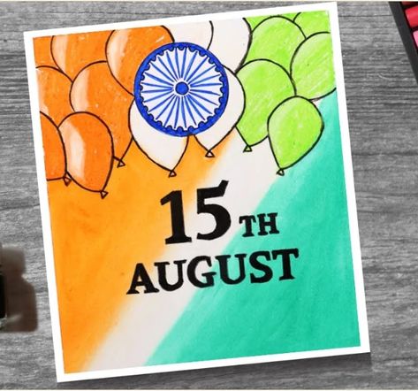 Independence day drawing - oil pastels 15 August Drawing, August Drawing, Drawing With Oil Pastels, Basic Drawing For Kids, Hearts Paper Crafts, Independence Day Drawing, Tree Drawings Pencil, Oil Pastel Drawings Easy, Craft Work For Kids