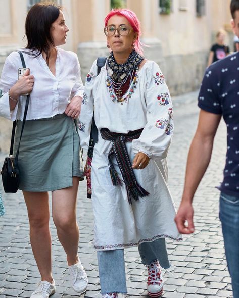 Fashion Symbols, Female Street Style, Ukrainian Fashion, Ukrainian Clothing, National Clothes, Fashion Street, Blue Yellow, Sequin Skirt, Ukraine