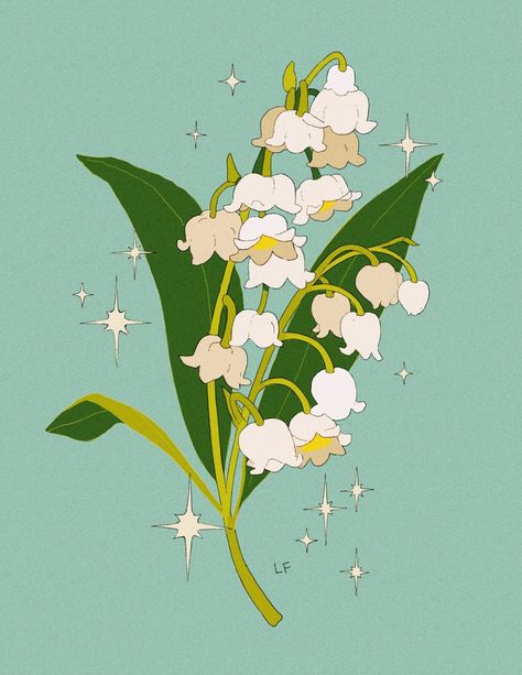 Libby Frame Illustration, Lily Of The Valley Illustration, Lily Of The Valley Drawing, Libby Frame, Frame Illustration, Spring Illustration, Plant Drawing, Plant Illustration, Top Secret