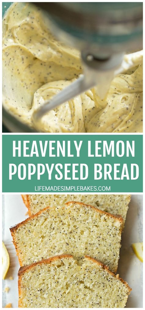 Super easy and moist lemon poppy seed bread. It's perfect for breakfast, a snack, or even dessert! #lemonpoppyseedbread #lemonpoppyseed #lemon #quickbread #lemonbread Poppy Seed Bread With Glaze, Lemon Poppy Seed Bread, Dessert Lemon, Poppy Seed Bread, Lemon Poppyseed Bread, Lemon Bread, Seed Bread, Lemon Poppy Seed, Lemon Poppy