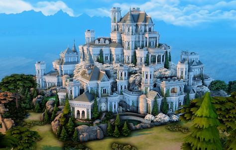 Jubie☁️ on X: "castles make life feel lighter🤍 -- heres a no cc sims 4 castle in the clouds✨ #TheSims4 #ShowUsYourBuilds @TheSims https://t.co/tvQXN02A3t" / X Sims 4 Castle, No Cc Sims, Castle In The Clouds, Westeros Map, Sims 4 House Building, Sims 4 House Design, Sims Building, Fantasy Castle, Sims 4 Build