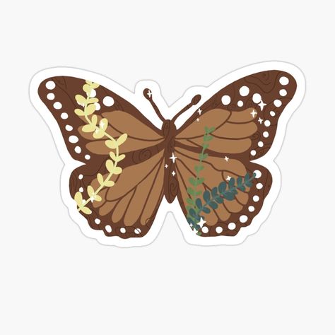 Get my art printed on awesome products. Support me at Redbubble #RBandME: https://www.redbubble.com/i/sticker/Woodland-Butterfly-by-joanna31124/46942769.JCQM3?asc=u Butterfly Outline, Vintage Phone Case, Chart Ideas, Bullet Journal Paper, Cute Laptop Stickers, Butterfly Printable, Computer Sticker, Nature Stickers, Scrapbook Stickers Printable