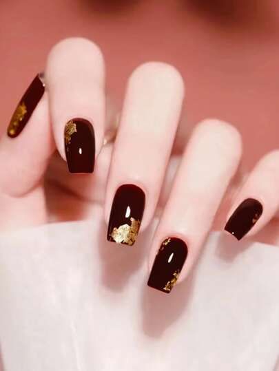 Gold Foil Nails, Nail Art For Girls, Red Christmas Nails, Nail Tape, Color Nails, Nail Supplies, Fake Nail, Foil Nails, Burgundy And Gold