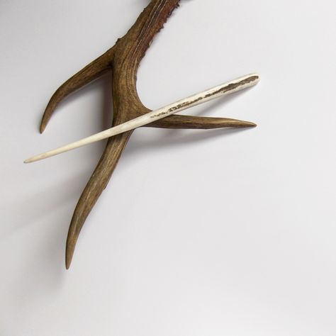 Deer antler hair stick, Hair chopstick, antler hair stick, bone carving, hair pin, Hair accessories, suitable for men, Handmade, MariyaArts by mariya4woodcarving on Etsy https://www.etsy.com/listing/228487407/deer-antler-hair-stick-hair-chopstick Bone Hair Pin, Bone Collector, Witch Crafts, Antler Design, Chopstick Hair, Hair Brooch, Bone Crafts, Princess Leonor, Pin Hair