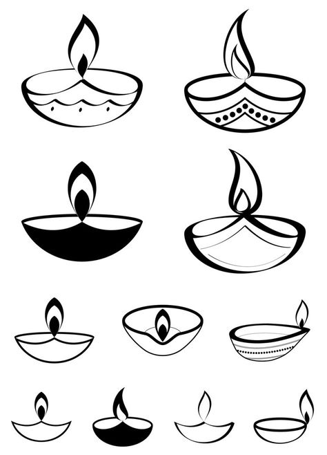 Diya Clip Art PNG Images Diya Lamp Tattoo, Diwali Diya Outline, Diwali Journal Ideas, Diya Designs Diwali, Diya Doodle, Drawing On Diwali, Diyas Images, Diya Drawing For Kids, Deepavali Drawing