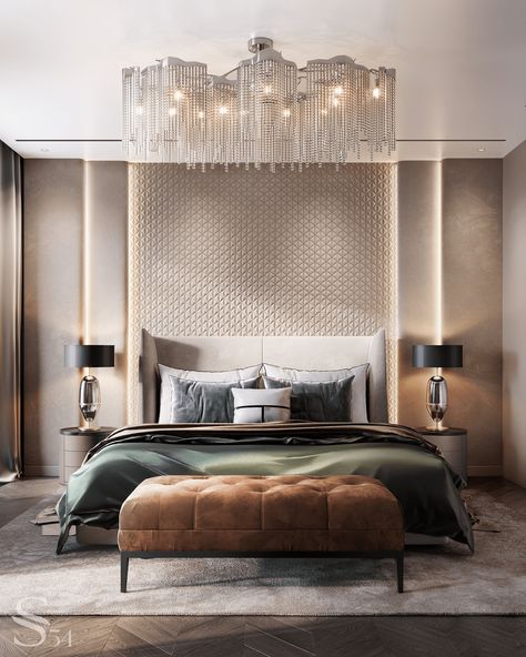 Bedroom Inspiration Cozy, Modern Apartment Interior, Modern Luxury Bedroom, Shelves In Bedroom, Apartment Interior Design, Modern Apartment, Apartment Interior, Luxurious Bedrooms, Bed Design