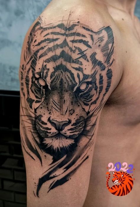 Tiger Tattoo Shoulder Men, Tiger Bicep Tattoo Men, Tiger Tattoo Design Men Shoulder, Tiger Tattoo Shoulder, Tiger Stripes Tattoo, Hai Tattoo, Tiger Head Tattoo, Japanese Tiger Tattoo, Tiger Tattoo Sleeve