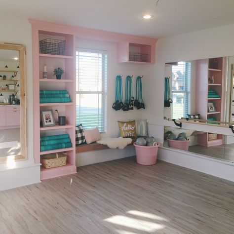 Playroom With Dance Area, Home Gym And Dance Studio, In Home Ballet Studio, Dance Room Aesthetic In House, Small Home Dance Studio, Dance Studio Bedroom, At Home Dance Space, Basement Dance Room, At Home Dance Room