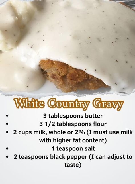 Dairy Queen Gravy Recipe, Homemade Country Gravy Recipe, White Country Gravy, Homemade White Gravy, Country Gravy Recipe, White Gravy Recipe, Meal Sides, Homemade Gravy Recipe, Easy Gravy Recipe