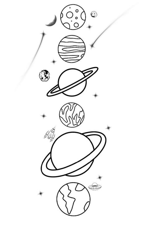 Doodle Dangles, Solar System Drawing, Solar System Art, Z Tattoo, Star Logo Design, Planet Tattoos, Space Drawings, Tattoo Flash Sheet, Space Tattoo