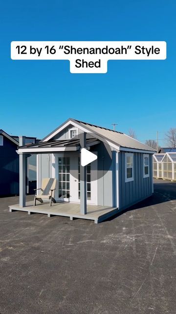 Lapp Structures LLC on Instagram: "Introducing the Shenandoah! A new style of shed with a cozy front porch! Perfect as a potting shed, she-shed, or a home office!  #homeoffice #sheshed #mancave #tinyhouse #pottingshed" She Shed With Deck, She Shed Interior Ideas Decor, Equipment Shed Ideas, Outdoor Shed Makeover, She Sheds Ideas Backyard Retreat, Shed Patio Ideas, She Shed With Porch, Gaming Shed, She Shed Porch