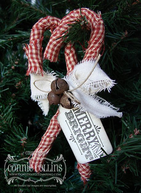 Candy Cane Ornaments, Candy Cane Crafts, Candy Cane Decorations, Candy Cane Ornament, Christmas Tree Decorations Diy, Country Christmas Decorations, Candy Cane Christmas, Gingham Fabric, Christmas Ornaments Homemade